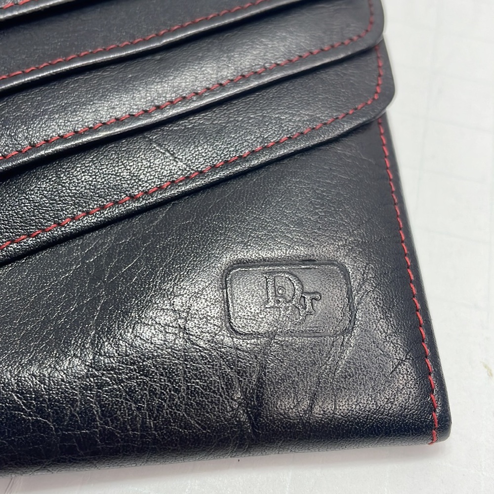 Authentic vintage CHRISTIAN DIOR multi snap black leather wallet with COA - Picture 3 of 12